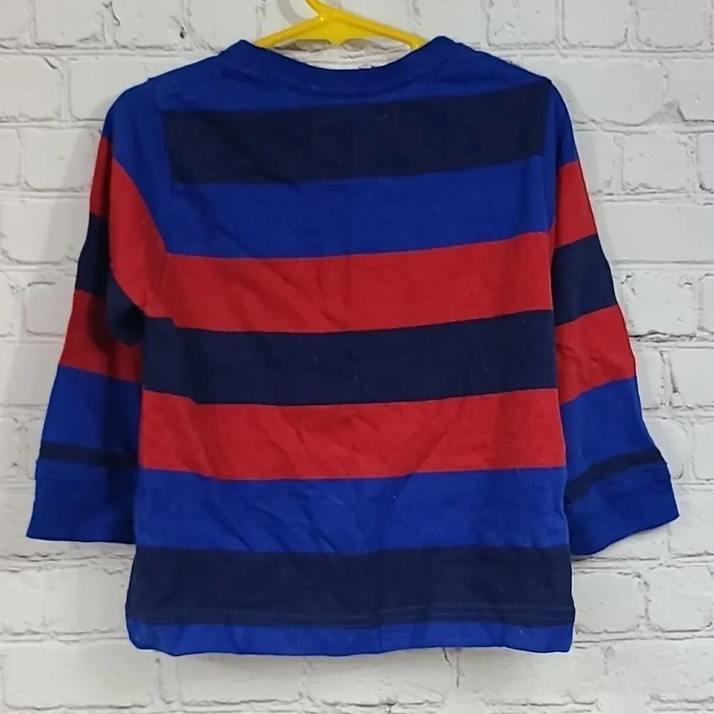 Boys 3T Toddler Blue Striped Long Sleeve Cotton T-Shirt Baby Clothes Shirts Tops